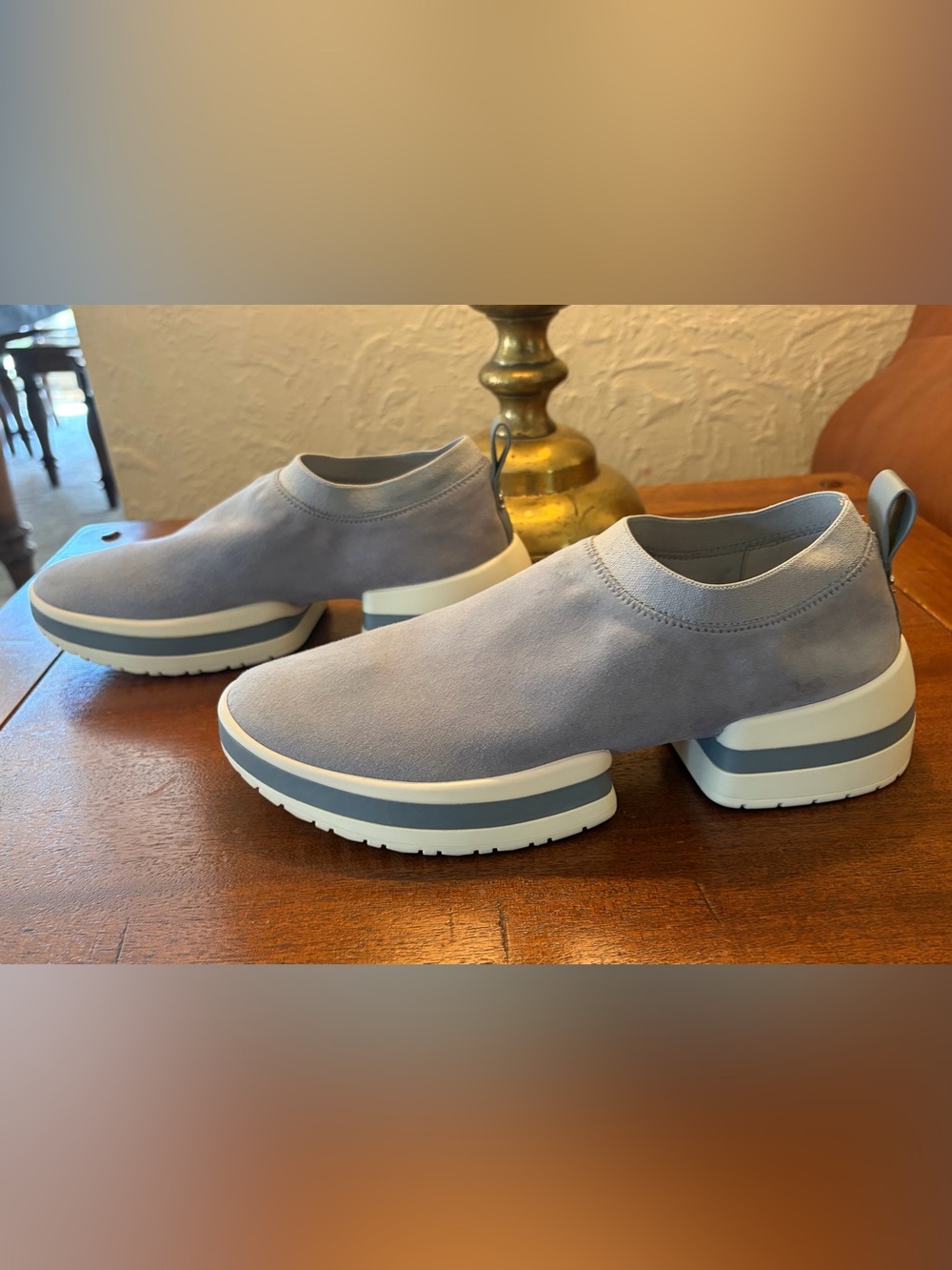 Stuart Weitzman Slip-On Platform Sneakers in Light blue Gray